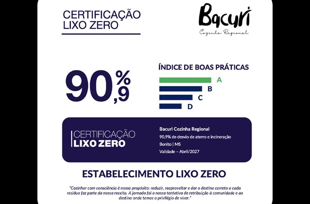 Restaurante em Bonito conquista certificação Lixo Zero e reforça protagonismo de Mato Grosso do Sul no turismo sustentável